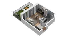 1 pokój, mieszkanie 29,52 m², piętro 2, oferta nr A1.2.11, ATAL Ruczaj, Kraków, Łagiewniki-Borek Fałęcki, Borek Fałęcki, ul. Obozowa