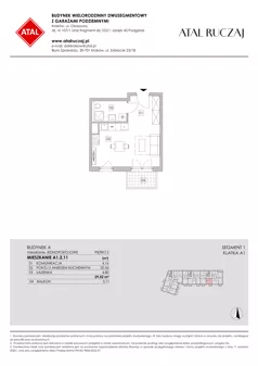 1 pokój, mieszkanie 29,52 m², piętro 2, oferta nr A1.2.11, ATAL Ruczaj, Kraków, Łagiewniki-Borek Fałęcki, Borek Fałęcki, ul. Obozowa