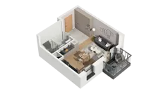 1 pokój, mieszkanie 29,52 m², piętro 2, oferta nr A1.2.11, ATAL Ruczaj, Kraków, Łagiewniki-Borek Fałęcki, Borek Fałęcki, ul. Obozowa