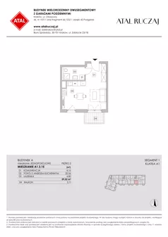 1 pokój, mieszkanie 29,52 m², piętro 3, oferta nr A1.3.15, ATAL Ruczaj, Kraków, Łagiewniki-Borek Fałęcki, Borek Fałęcki, ul. Obozowa