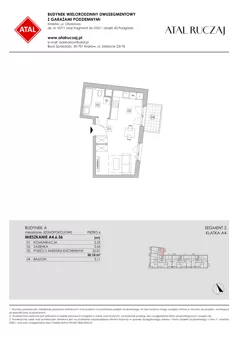 1 pokój, mieszkanie 30,10 m², piętro 6, oferta nr A4.6.36, ATAL Ruczaj, Kraków, Łagiewniki-Borek Fałęcki, Borek Fałęcki, ul. Obozowa