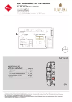 1 pokój, mieszkanie 25,18 m², piętro 2, oferta nr C-02-06C, ATAL Olimpijska, Katowice, Śródmieście, Bogucice, ul. Olimpijska / al. Korfantego