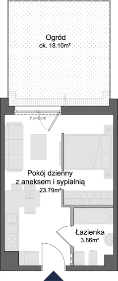 1 pokój, mieszkanie 27,65 m², parter, oferta nr 2.0.02, Osiedle Rytelska, Gdańsk, Orunia Górna-Gdańsk Południe, ul. Rytelska