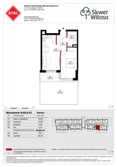 2 pokoje, mieszkanie 44,06 m², piętro 3, oferta nr C02.3.50, Skwer Witosa, Piastów, ul. Bodycha/Witosa