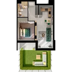 2 pokoje, mieszkanie 43,81 m², parter, oferta nr A01.0.01, Skwer Witosa, Piastów, ul. Bodycha/Witosa