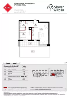 2 pokoje, mieszkanie 50,87 m², parter, oferta nr A02.0.37, Skwer Witosa, Piastów, ul. Bodycha/Witosa