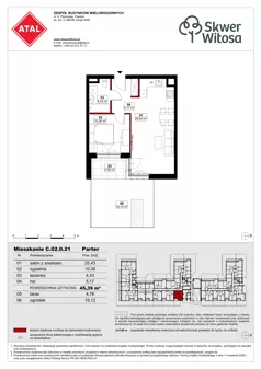 2 pokoje, mieszkanie 45,39 m², parter, oferta nr C02.0.21, Skwer Witosa, Piastów, ul. Bodycha/Witosa