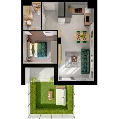 2 pokoje, mieszkanie 45,39 m², parter, oferta nr C02.0.21, Skwer Witosa, Piastów, ul. Bodycha/Witosa