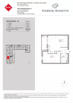 2 pokoje, mieszkanie 47,51 m², piętro 2, oferta nr A4, Niebieski Bursztyn, Reda, ul. Bosmańska