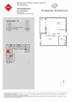 2 pokoje, mieszkanie 47,82 m², piętro 2, oferta nr A6, Niebieski Bursztyn, Reda, ul. Bosmańska