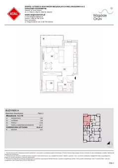2 pokoje, mieszkanie 45,45 m², piętro 3, oferta nr A.3.16, ATAL Wzgórze Oruni, Gdańsk, Orunia Górna-Gdańsk Południe, ul. Emilii Hoene
