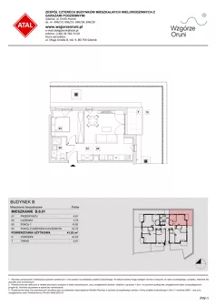 2 pokoje, mieszkanie 41,93 m², piętro 1, oferta nr B.1.06, ATAL Wzgórze Oruni, Gdańsk, Orunia Górna-Gdańsk Południe, ul. Emilii Hoene