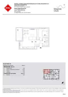 2 pokoje, mieszkanie 45,27 m², piętro 2, oferta nr B.2.15, ATAL Wzgórze Oruni, Gdańsk, Orunia Górna-Gdańsk Południe, ul. Emilii Hoene