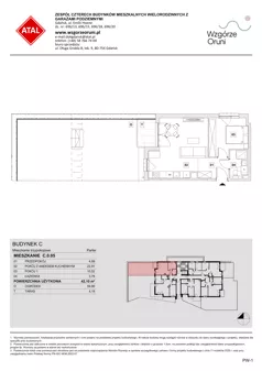 2 pokoje, mieszkanie 41,93 m², piętro 1, oferta nr B.1.06, ATAL Wzgórze Oruni, Gdańsk, Orunia Górna-Gdańsk Południe, ul. Emilii Hoene