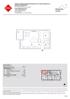 2 pokoje, mieszkanie 42,10 m², piętro 1, oferta nr C.1.11, ATAL Wzgórze Oruni, Gdańsk, Orunia Górna-Gdańsk Południe, ul. Emilii Hoene