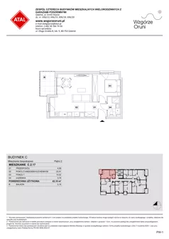 2 pokoje, mieszkanie 42,10 m², piętro 2, oferta nr C.2.17, ATAL Wzgórze Oruni, Gdańsk, Orunia Górna-Gdańsk Południe, ul. Emilii Hoene