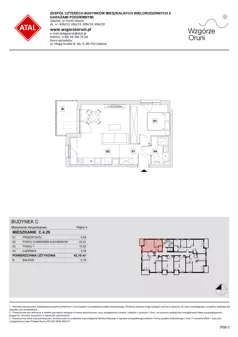 2 pokoje, mieszkanie 42,10 m², piętro 4, oferta nr C.4.29, ATAL Wzgórze Oruni, Gdańsk, Orunia Górna-Gdańsk Południe, ul. Emilii Hoene