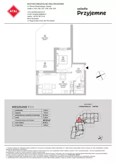 2 pokoje, mieszkanie 42,03 m², parter, oferta nr 7.1.5, Osiedle Przyjemne - etap IV, Gdańsk, Jasień, ul. Flisykowskiego