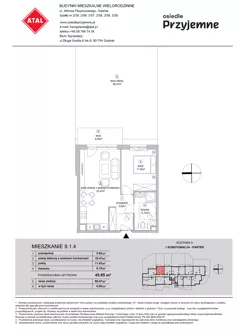 2 pokoje, mieszkanie 42,03 m², parter, oferta nr 7.1.5, Osiedle Przyjemne - etap IV, Gdańsk, Jasień, ul. Flisykowskiego