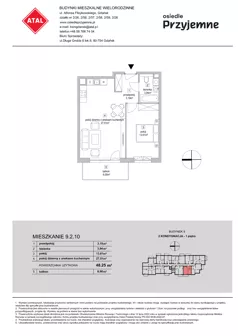 2 pokoje, mieszkanie 48,25 m², piętro 1, oferta nr 9.2.10, Osiedle Przyjemne - etap IV, Gdańsk, Jasień, ul. Flisykowskiego