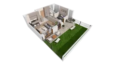 2 pokoje, mieszkanie 48,88 m², parter, oferta nr 6.00.A02, Ogrody Andersa II, Gliwice, Wojska Polskiego, ul. Generała Władysława Andersa