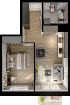 2 pokoje, mieszkanie 41,43 m², piętro 1, oferta nr III-B3.M29, Strefa Cegielnia 3, Kraków, Wzgórza Krzesławickie, Zesławice, ul. Gustawa Morcinka