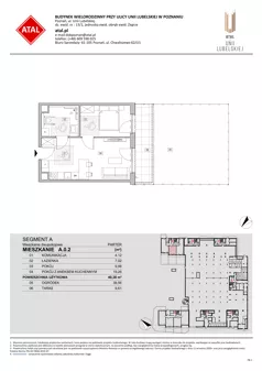 2 pokoje, mieszkanie 40,41 m², piętro 2, oferta nr A.2.8, ATAL Unii Lubelskiej, Poznań, Rataje, Starołęka, ul. Heleny Tadeuszak