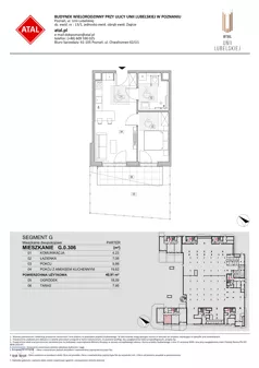 2 pokoje, mieszkanie 40,91 m², parter, oferta nr G.0.306, ATAL Unii Lubelskiej, Poznań, Rataje, Starołęka, ul. Heleny Tadeuszak