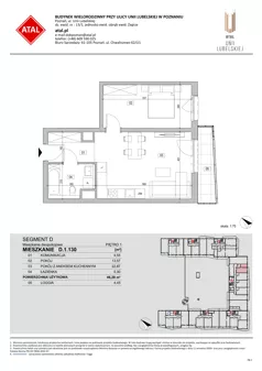 2 pokoje, mieszkanie 46,29 m², piętro 1, oferta nr D.1.130, ATAL Unii Lubelskiej, Poznań, Rataje, Starołęka, ul. Heleny Tadeuszak