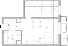 2 pokoje, mieszkanie 46,29 m², piętro 1, oferta nr D.1.130, ATAL Unii Lubelskiej, Poznań, Rataje, Starołęka, ul. Heleny Tadeuszak