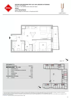 2 pokoje, mieszkanie 41,63 m², piętro 1, oferta nr D.1.131, ATAL Unii Lubelskiej, Poznań, Rataje, Starołęka, ul. Heleny Tadeuszak