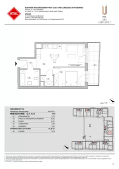 2 pokoje, mieszkanie 41,46 m², piętro 1, oferta nr D.1.133, ATAL Unii Lubelskiej, Poznań, Rataje, Starołęka, ul. Heleny Tadeuszak