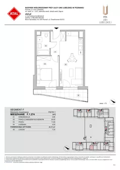 2 pokoje, mieszkanie 41,71 m², piętro 1, oferta nr F.1.274, ATAL Unii Lubelskiej, Poznań, Rataje, Starołęka, ul. Heleny Tadeuszak