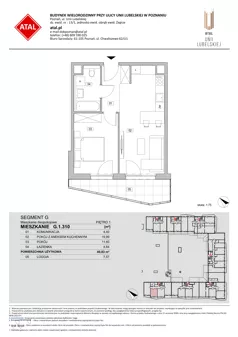2 pokoje, mieszkanie 40,83 m², piętro 1, oferta nr G.1.310, ATAL Unii Lubelskiej, Poznań, Rataje, Starołęka, ul. Heleny Tadeuszak