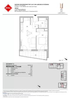2 pokoje, mieszkanie 41,02 m², piętro 10, oferta nr E.10.248, ATAL Unii Lubelskiej, Poznań, Rataje, Starołęka, ul. Heleny Tadeuszak
