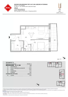 2 pokoje, mieszkanie 42,15 m², piętro 11, oferta nr D.11.184, ATAL Unii Lubelskiej, Poznań, Rataje, Starołęka, ul. Heleny Tadeuszak