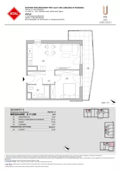 2 pokoje, mieszkanie 46,43 m², piętro 11, oferta nr E.11.250, ATAL Unii Lubelskiej, Poznań, Rataje, Starołęka, ul. Heleny Tadeuszak