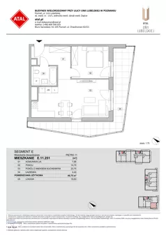 2 pokoje, mieszkanie 46,75 m², piętro 11, oferta nr E.11.251, ATAL Unii Lubelskiej, Poznań, Rataje, Starołęka, ul. Heleny Tadeuszak