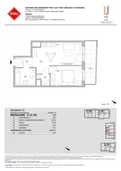 2 pokoje, mieszkanie 41,93 m², piętro 12, oferta nr D.12.190, ATAL Unii Lubelskiej, Poznań, Rataje, Starołęka, ul. Heleny Tadeuszak