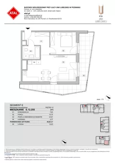 2 pokoje, mieszkanie 46,62 m², piętro 12, oferta nr E.12.255, ATAL Unii Lubelskiej, Poznań, Rataje, Starołęka, ul. Heleny Tadeuszak