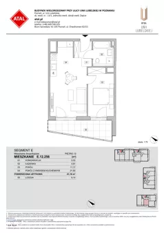 2 pokoje, mieszkanie 41,16 m², piętro 12, oferta nr E.12.256, ATAL Unii Lubelskiej, Poznań, Rataje, Starołęka, ul. Heleny Tadeuszak