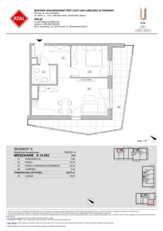 2 pokoje, mieszkanie 46,75 m², piętro 14, oferta nr E.14.263, ATAL Unii Lubelskiej, Poznań, Rataje, Starołęka, ul. Heleny Tadeuszak