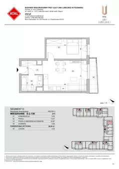 2 pokoje, mieszkanie 46,29 m², piętro 2, oferta nr D.2.136, ATAL Unii Lubelskiej, Poznań, Rataje, Starołęka, ul. Heleny Tadeuszak
