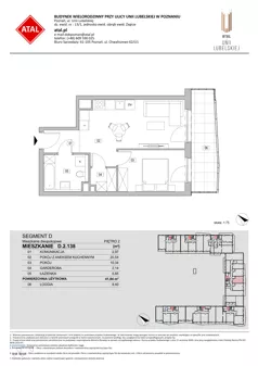 2 pokoje, mieszkanie 41,84 m², piętro 2, oferta nr D.2.138, ATAL Unii Lubelskiej, Poznań, Rataje, Starołęka, ul. Heleny Tadeuszak