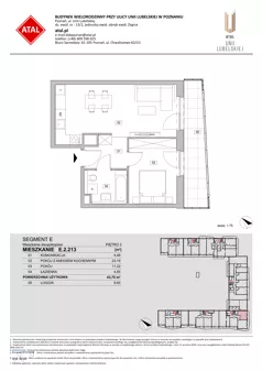 2 pokoje, mieszkanie 43,75 m², piętro 2, oferta nr E.2.213, ATAL Unii Lubelskiej, Poznań, Rataje, Starołęka, ul. Heleny Tadeuszak