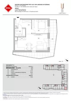2 pokoje, mieszkanie 46,93 m², piętro 2, oferta nr E.2.214, ATAL Unii Lubelskiej, Poznań, Rataje, Starołęka, ul. Heleny Tadeuszak