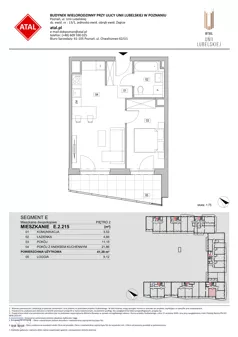 2 pokoje, mieszkanie 41,20 m², piętro 2, oferta nr E.2.215, ATAL Unii Lubelskiej, Poznań, Rataje, Starołęka, ul. Heleny Tadeuszak
