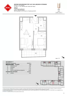 2 pokoje, mieszkanie 41,70 m², piętro 2, oferta nr F.2.277, ATAL Unii Lubelskiej, Poznań, Rataje, Starołęka, ul. Heleny Tadeuszak
