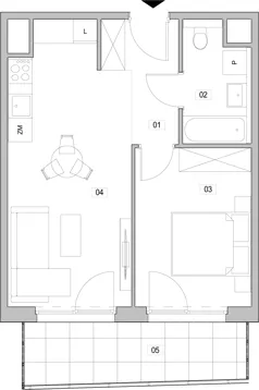 2 pokoje, mieszkanie 41,70 m², piętro 2, oferta nr F.2.277, ATAL Unii Lubelskiej, Poznań, Rataje, Starołęka, ul. Heleny Tadeuszak