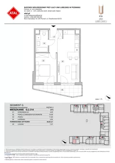 2 pokoje, mieszkanie 40,83 m², piętro 2, oferta nr G.2.314, ATAL Unii Lubelskiej, Poznań, Rataje, Starołęka, ul. Heleny Tadeuszak